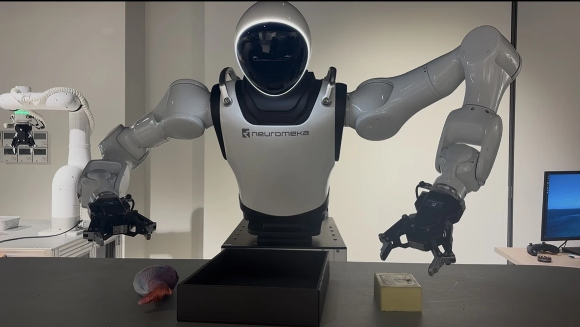 Neuromeka industrial robot demonstrating a manipulation task.